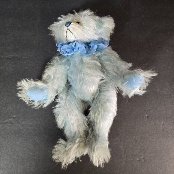 River Hills Bears by Edda Seiple - Blue Mohair Jointed Bear Ruffle Collar 11" - Picture 6 of 12